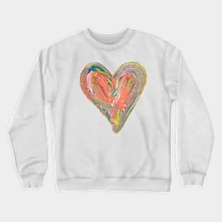 Orange Painted Heart with Expressive Brushstrokes and Gold Crewneck Sweatshirt